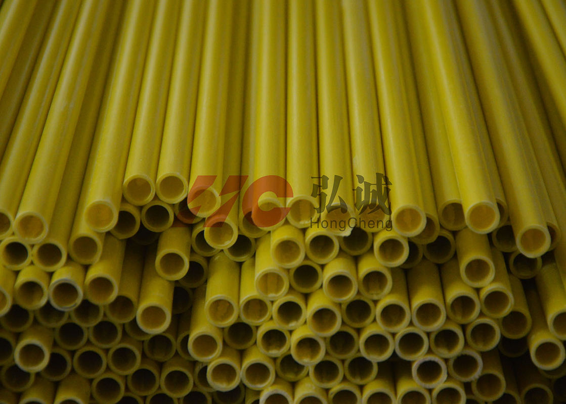 Yellow Pultruded Fiberglass Tube / Hollow Fiberglass Tube High Flexural Strength