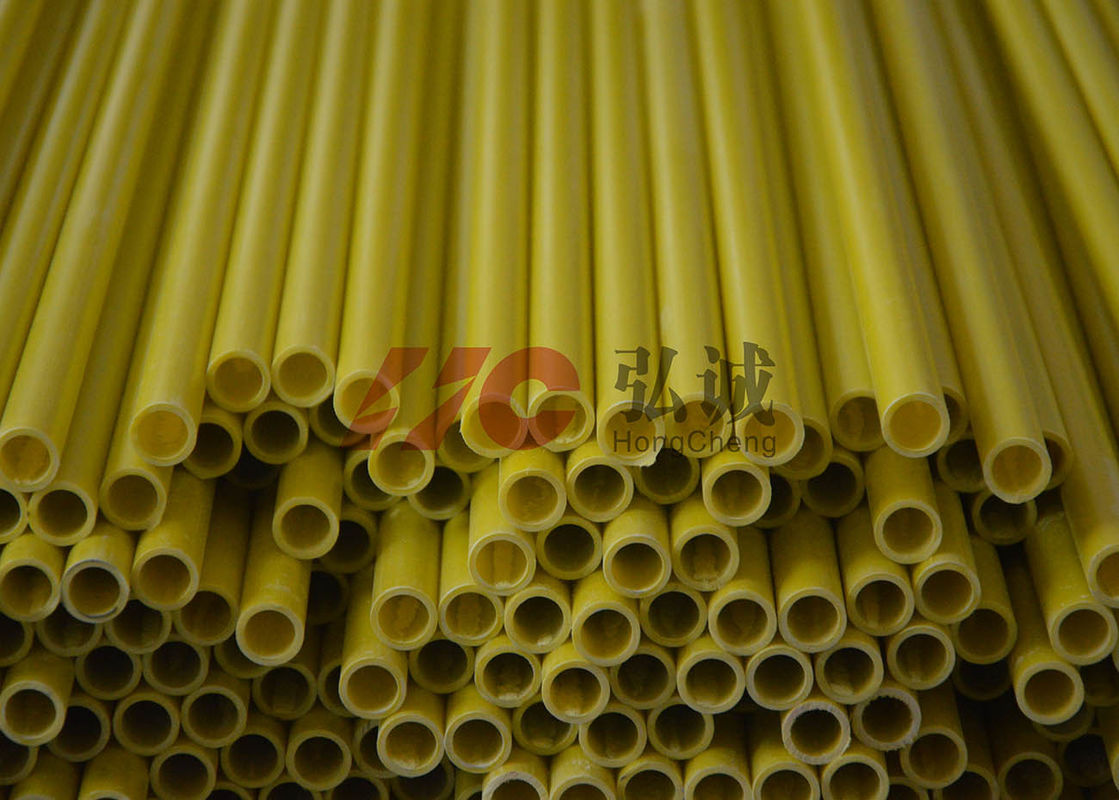 Yellow Pultruded Fiberglass Tube / Hollow Fiberglass Tube High Flexural Strength